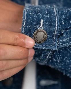 Textured Denim Jacket Mid Blue