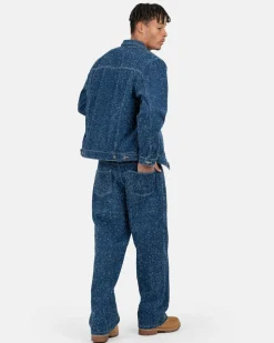 Textured Denim Jacket Mid Blue
