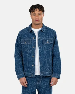 Textured Denim Jacket Mid Blue