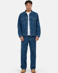Textured Denim Jacket Mid Blue