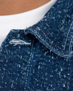 Textured Denim Jacket Mid Blue