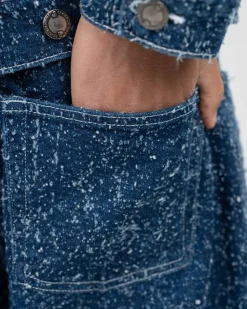 Textured Denim Jeans Mid Blue