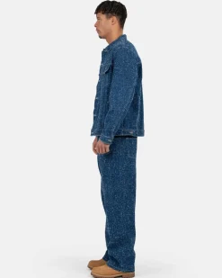 Textured Denim Jeans Mid Blue