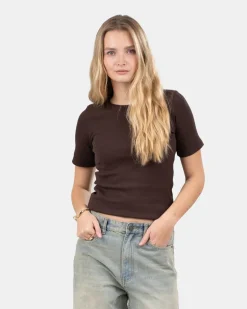 T-shirt With Fitted Sleeves Brown