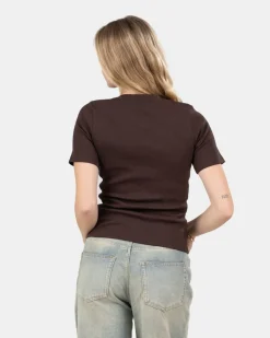 T-shirt With Fitted Sleeves Brown
