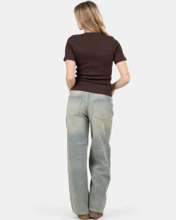 T-shirt With Fitted Sleeves Brown