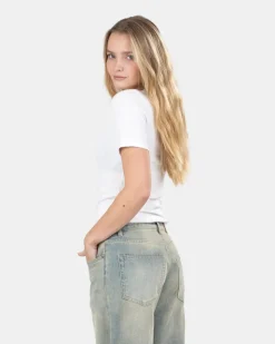 T-shirt With Fitted Sleeves White